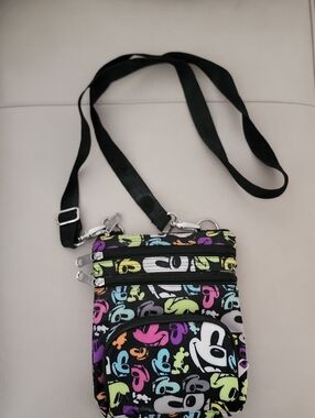 Disney Parks Black Crossbody Bag with Neon Green, Pink, Blue Accents